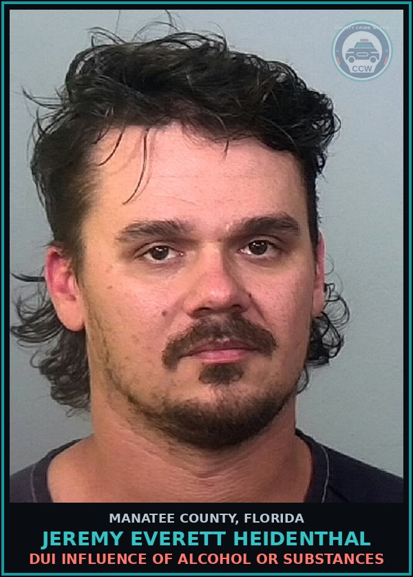 Booking mugshot of JEREMY EVERETT HEIDENTHAL in Manatee County