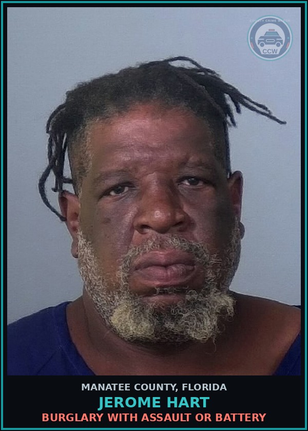 Booking mugshot of JEROME HART in Manatee County