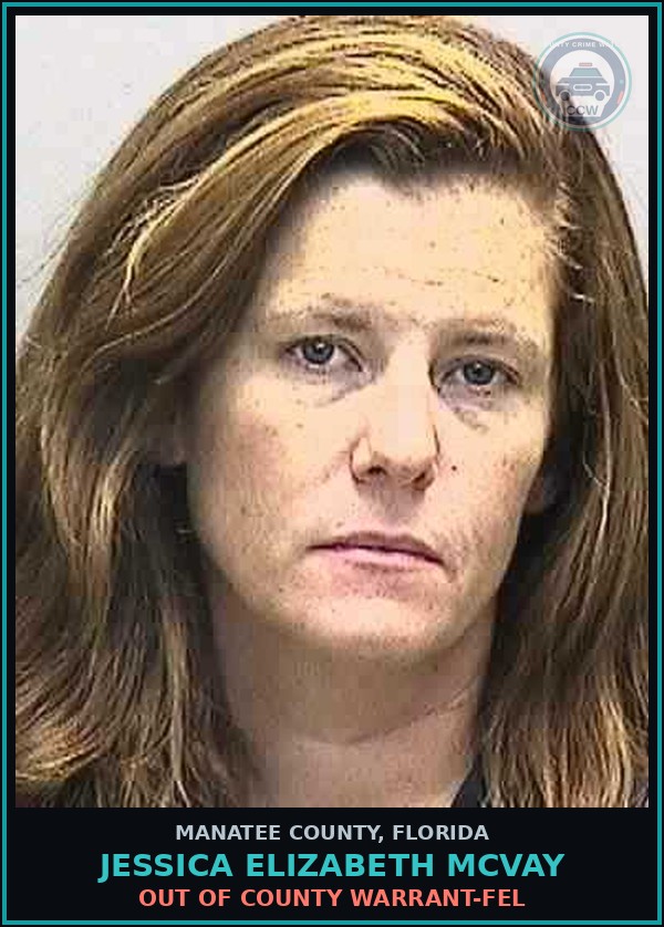 Booking mugshot of JESSICA ELIZABETH MCVAY in Manatee County