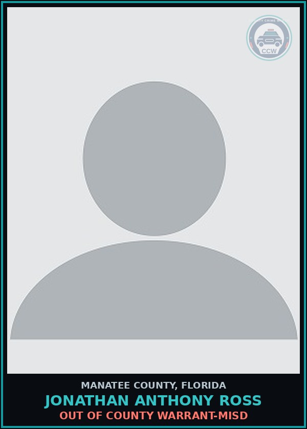 Booking mugshot of JONATHAN ANTHONY ROSS in Manatee County