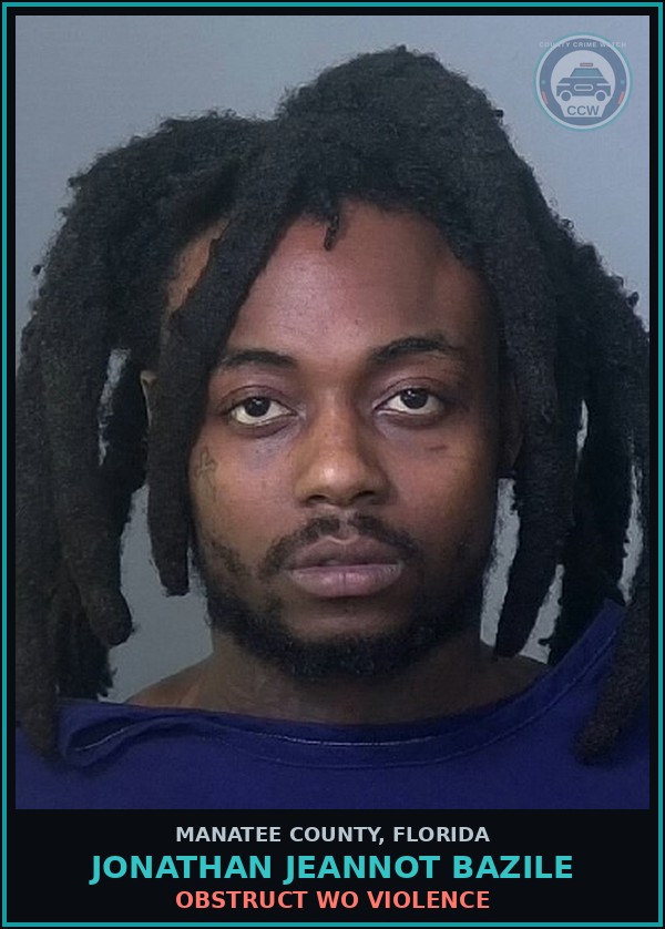 Booking mugshot of JONATHAN JEANNOT BAZILE in Manatee County