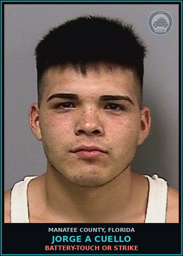 Booking mugshot of JORGE A CUELLO in Manatee County