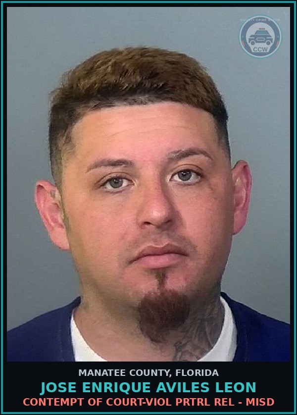 Booking mugshot of JOSE ENRIQUE AVILES LEON in Manatee County