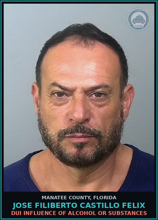 Booking mugshot of JOSE FILIBERTO CASTILLO FELIX in Manatee County