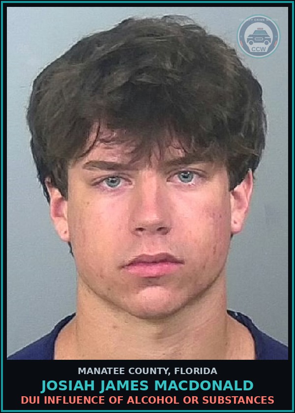 Booking mugshot of JOSIAH JAMES MACDONALD in Manatee County