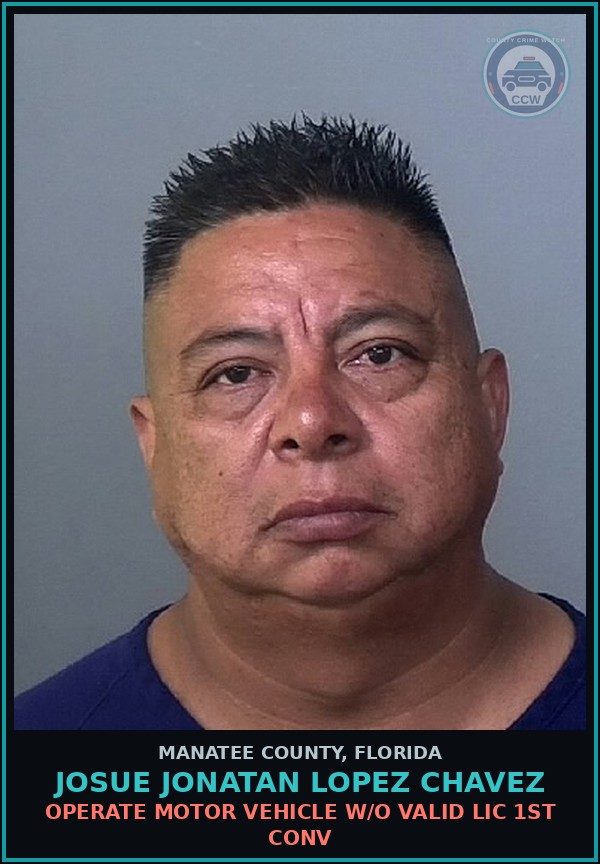Booking mugshot of JOSUE JONATAN LOPEZ CHAVEZ in Manatee County