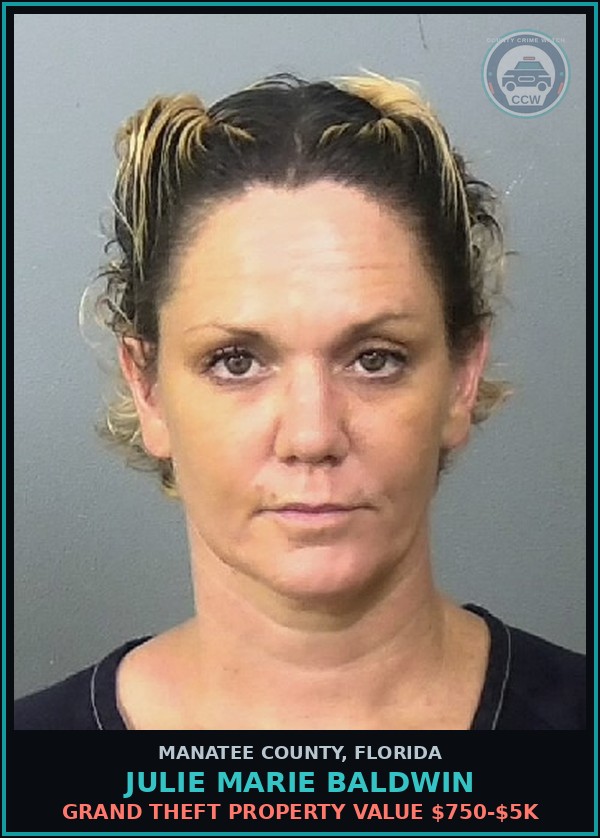 Booking mugshot of JULIE MARIE BALDWIN in Manatee County