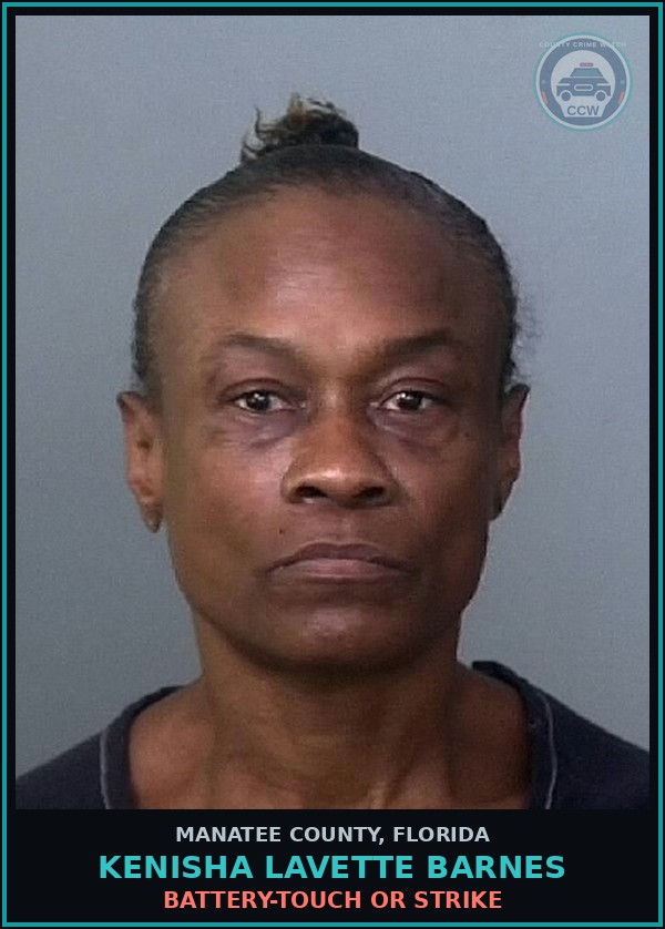 Booking mugshot of KENISHA LAVETTE BARNES in Manatee County