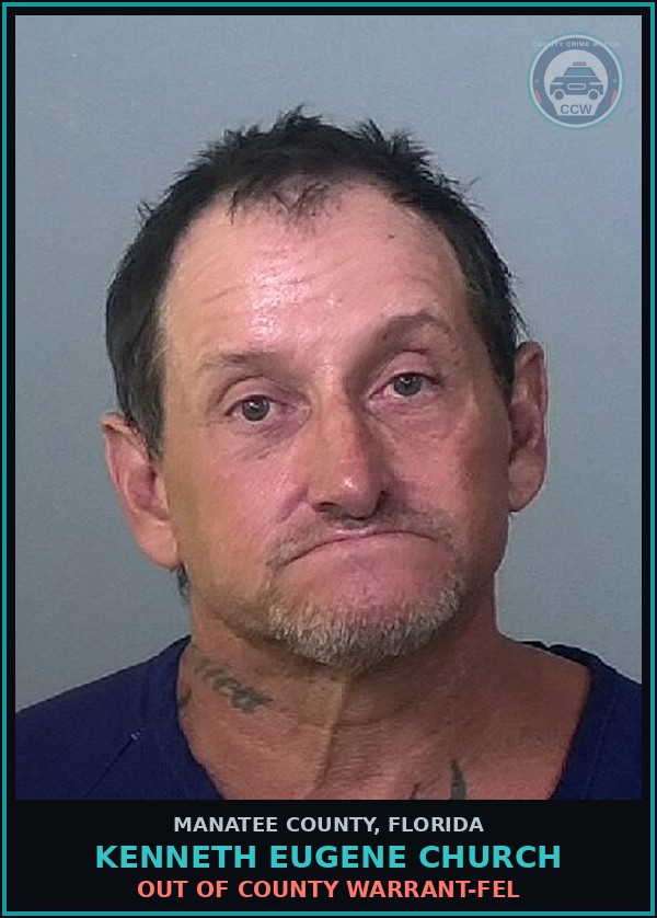 Booking mugshot of KENNETH EUGENE CHURCH in Manatee County