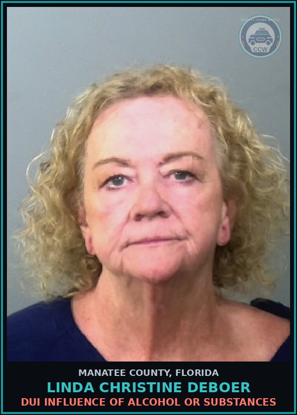 Booking mugshot of LINDA CHRISTINE DEBOER in Manatee County