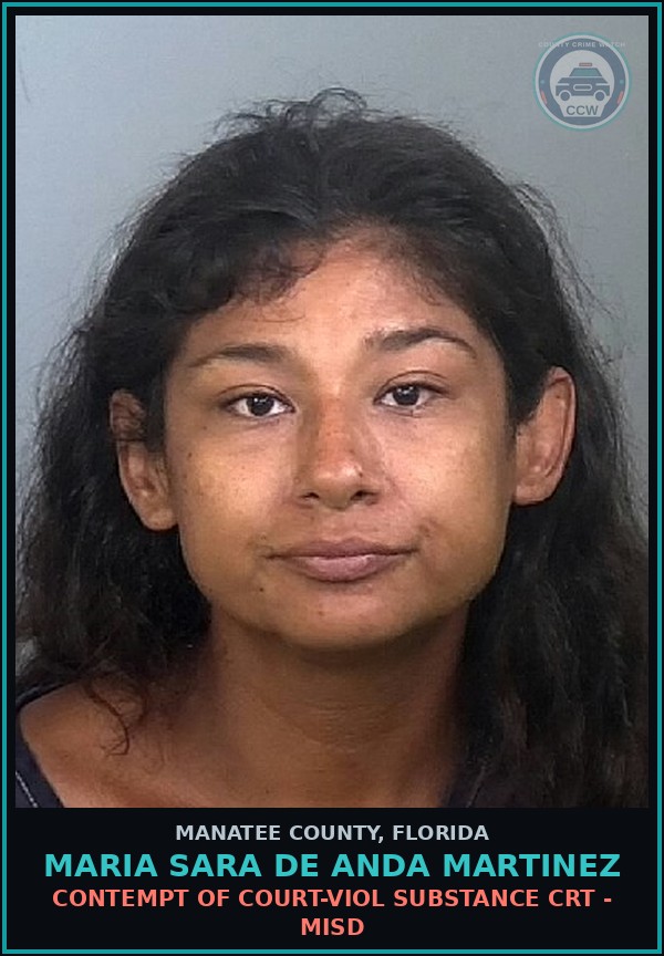 Booking mugshot of MARIA SARA DE ANDA MARTINEZ in Manatee County