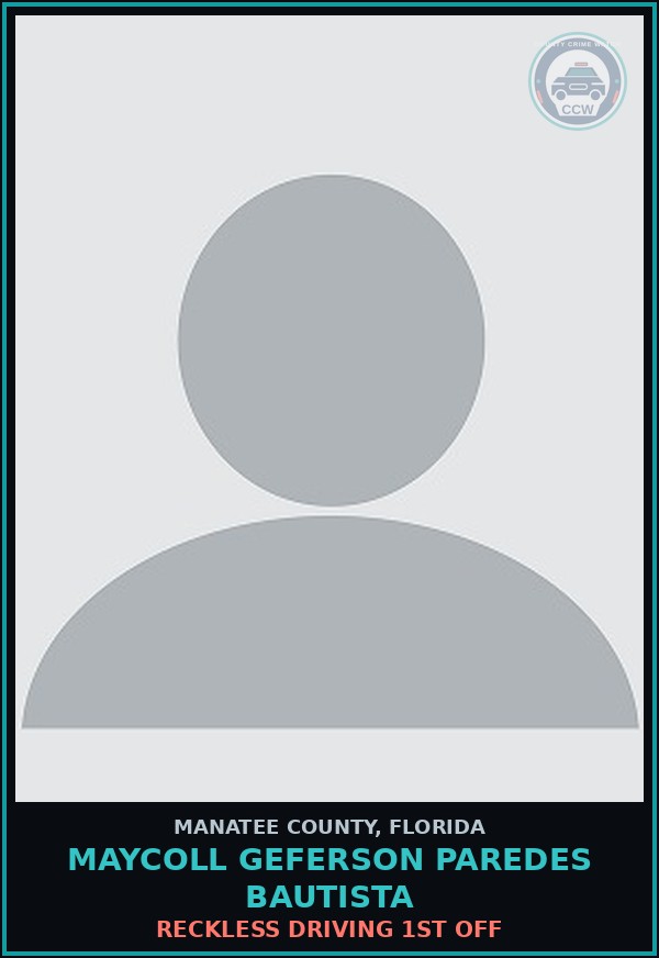 Booking mugshot of MAYCOLL GEFERSON PAREDES BAUTISTA in Manatee County