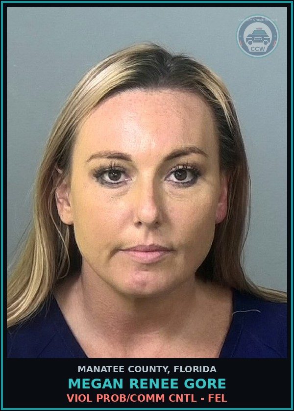Booking mugshot of MEGAN RENEE GORE in Manatee County