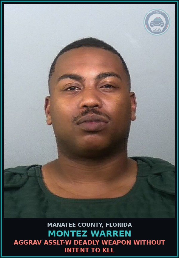 Booking mugshot of MONTEZ WARREN in Manatee County