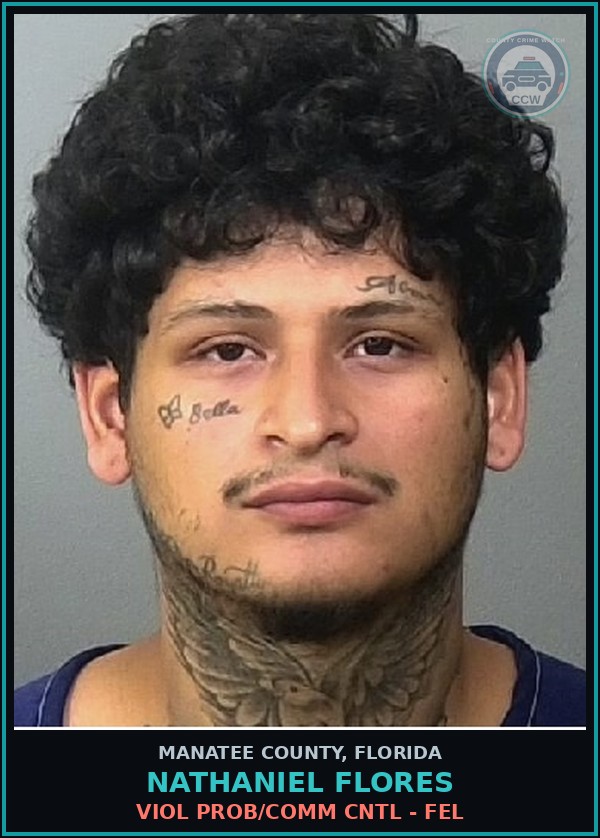 Booking mugshot of NATHANIEL FLORES in Manatee County