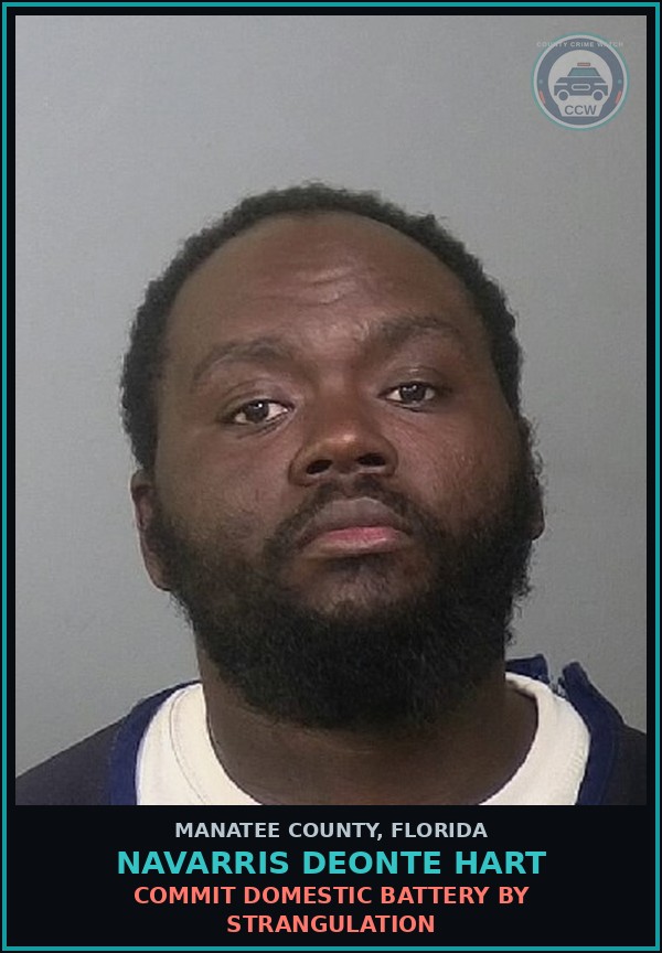 Booking mugshot of NAVARRIS DEONTE HART in Manatee County