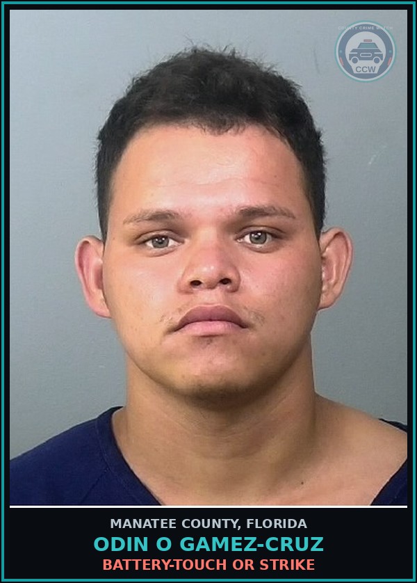 Booking mugshot of ODIN O GAMEZ-CRUZ in Manatee County