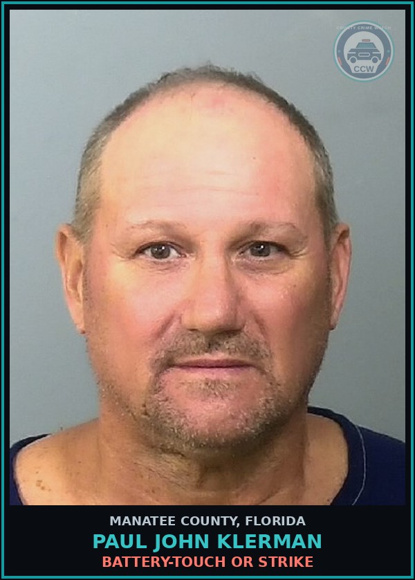 Booking mugshot of PAUL JOHN KLERMAN in Manatee County