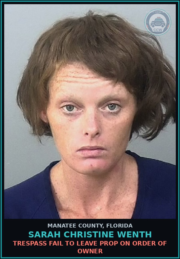 Booking mugshot of SARAH CHRISTINE WENTH in Manatee County