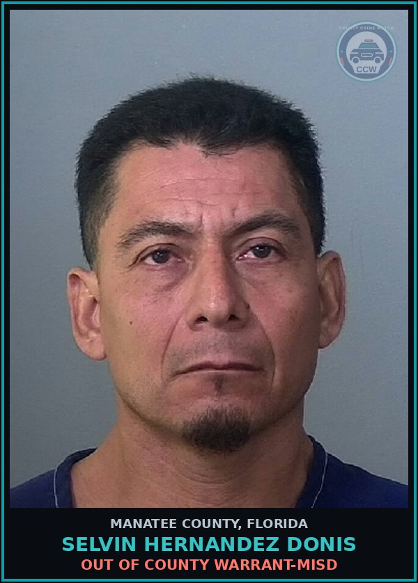 Booking mugshot of SELVIN HERNANDEZ DONIS in Manatee County