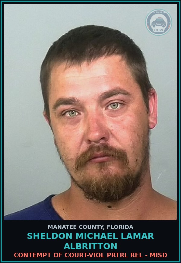 Booking mugshot of SHELDON MICHAEL LAMAR ALBRITTON in Manatee County