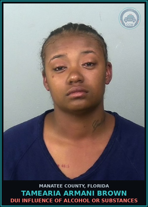 Booking mugshot of TAMEARIA ARMANI BROWN in Manatee County