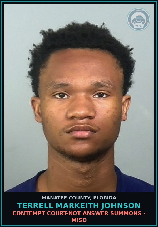 Booking mugshot of TERRELL MARKEITH JOHNSON in Manatee County