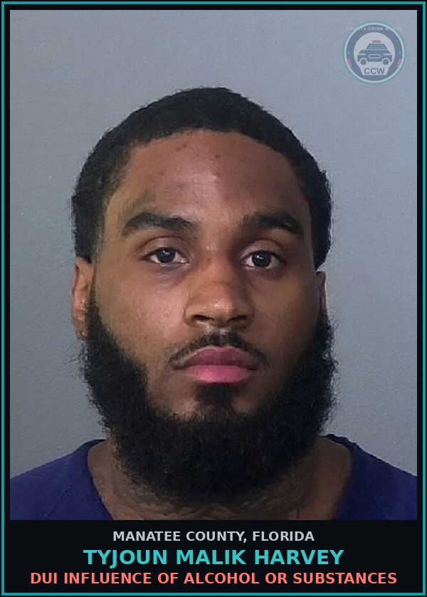 Booking mugshot of TYJOUN MALIK HARVEY in Manatee County
