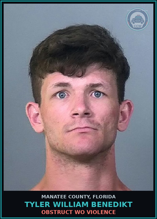 Booking mugshot of TYLER WILLIAM BENEDIKT in Manatee County