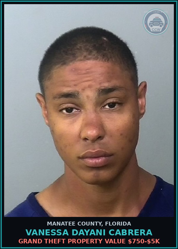 Booking mugshot of VANESSA DAYANI CABRERA in Manatee County
