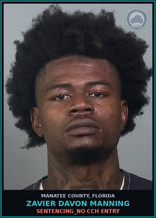 Booking mugshot of ZAVIER DAVON MANNING in Manatee County