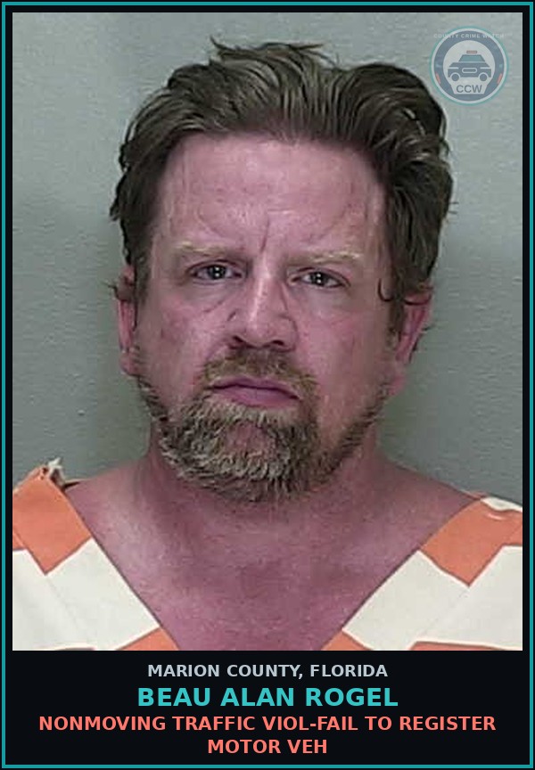 Booking mugshot of BEAU ALAN ROGEL in Marion County