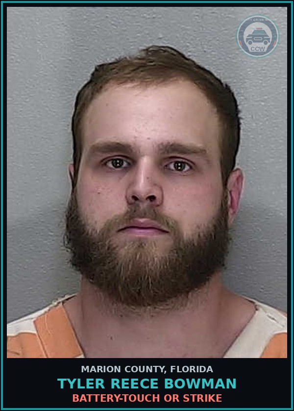 Booking mugshot of TYLER REECE BOWMAN in Marion County