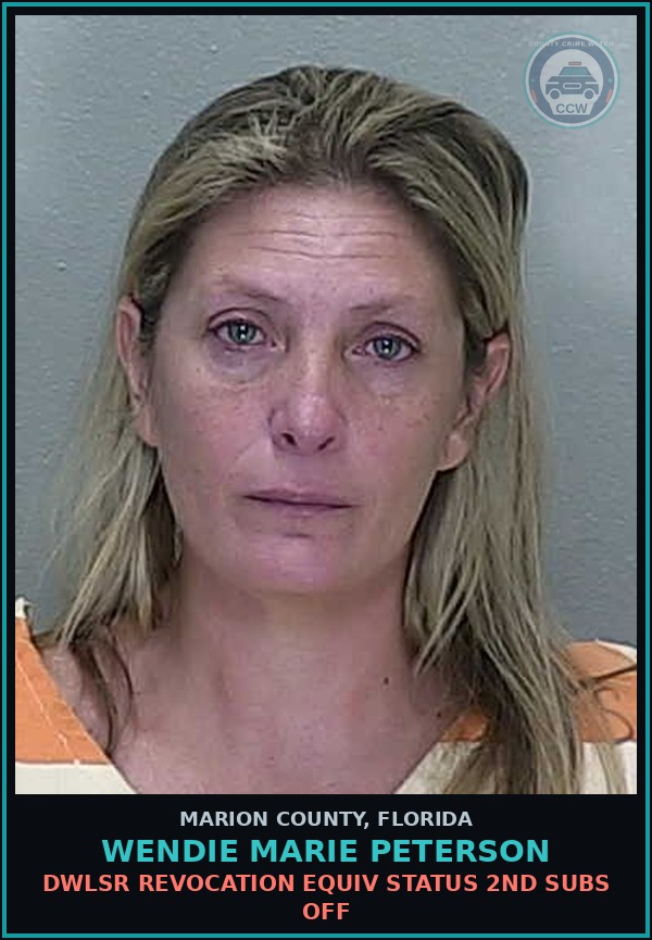 Booking mugshot of WENDIE MARIE PETERSON in Marion County