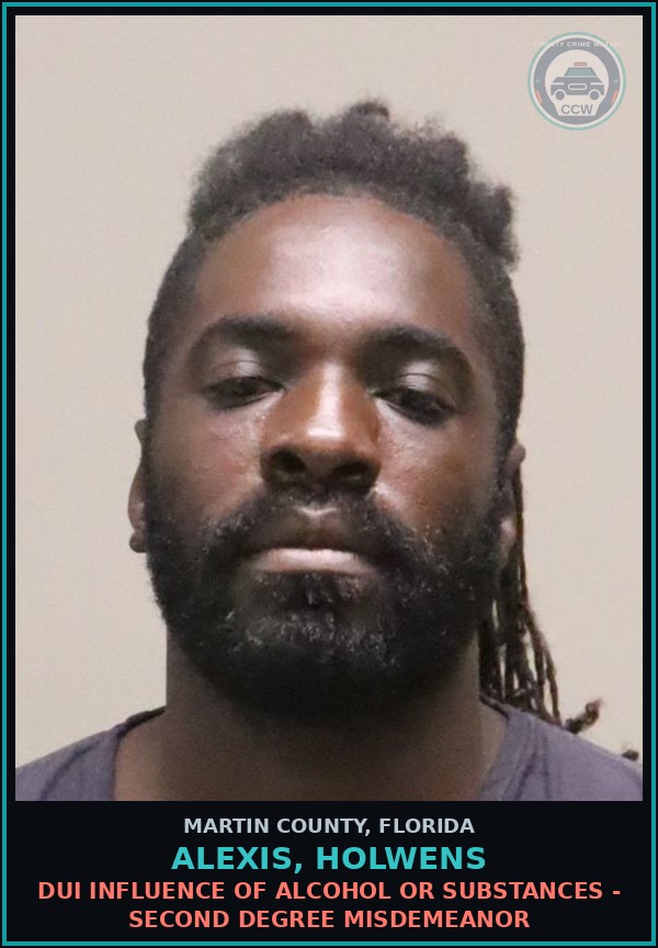 Booking mugshot of ALEXIS, HOLWENS in Martin County