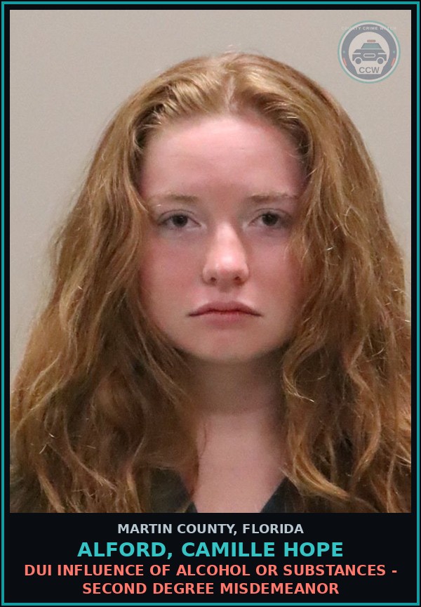 Booking mugshot of ALFORD, CAMILLE HOPE in Martin County