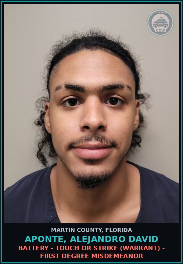 Booking mugshot of APONTE, ALEJANDRO DAVID in Martin County