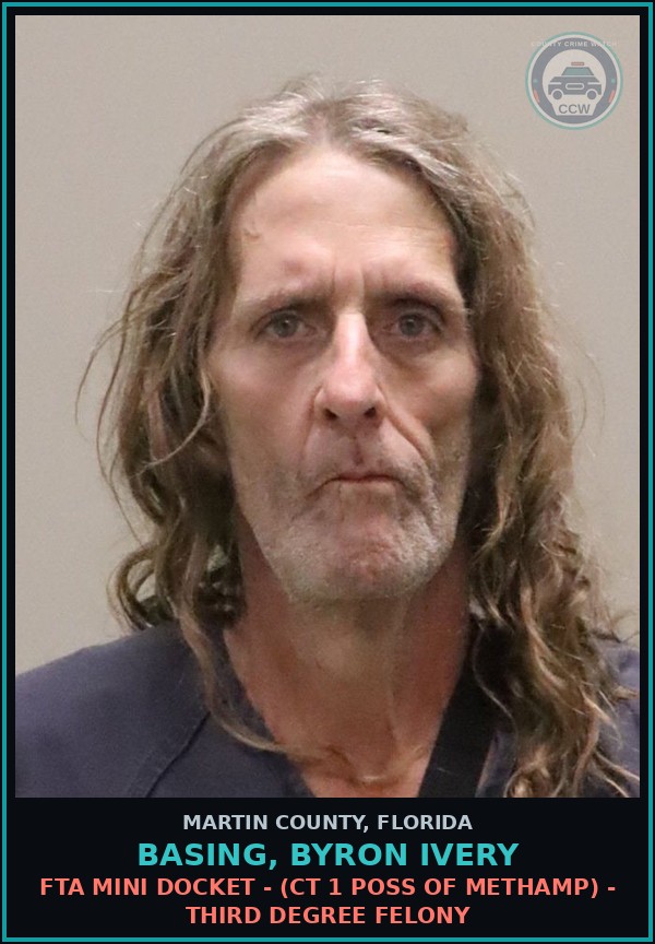 Booking mugshot of BASING, BYRON IVERY in Martin County