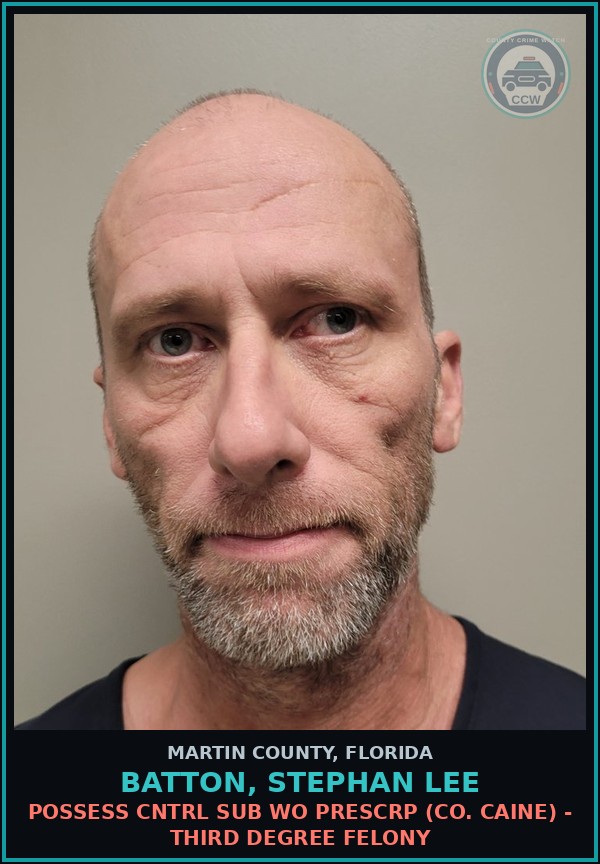 Booking mugshot of BATTON, STEPHAN LEE in Martin County