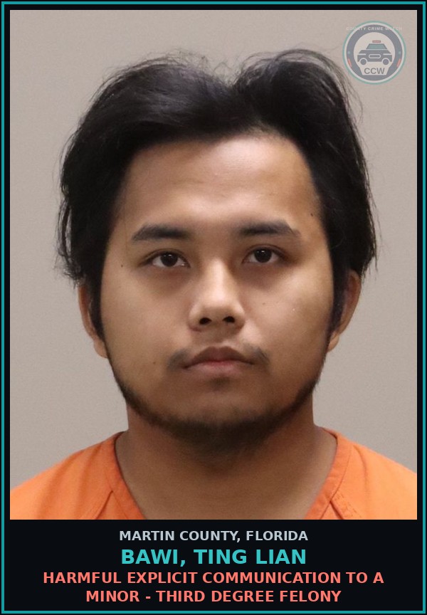 Booking mugshot of Bawi, Ting Lian in Martin County
