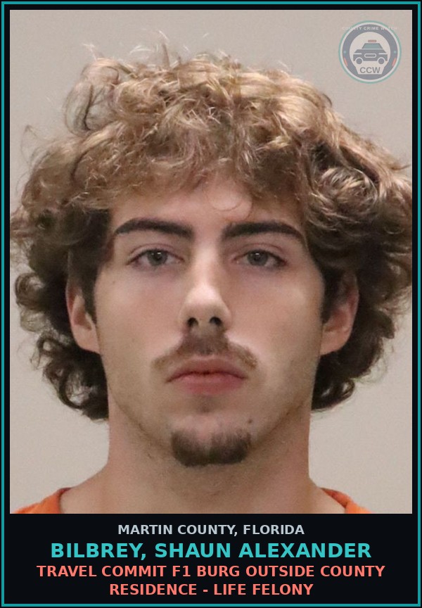 Booking mugshot of BILBREY, SHAUN ALEXANDER in Martin County