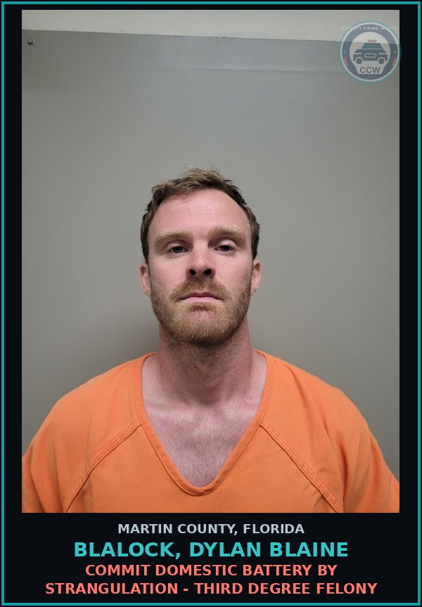 Booking mugshot of BLALOCK, DYLAN BLAINE in Martin County