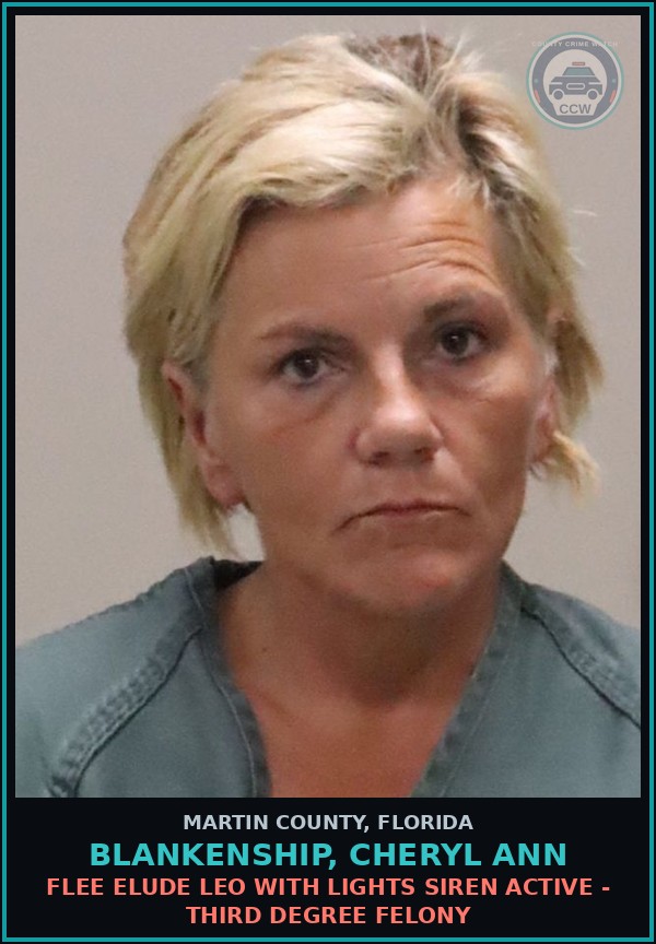 Booking mugshot of BLANKENSHIP, CHERYL ANN in Martin County
