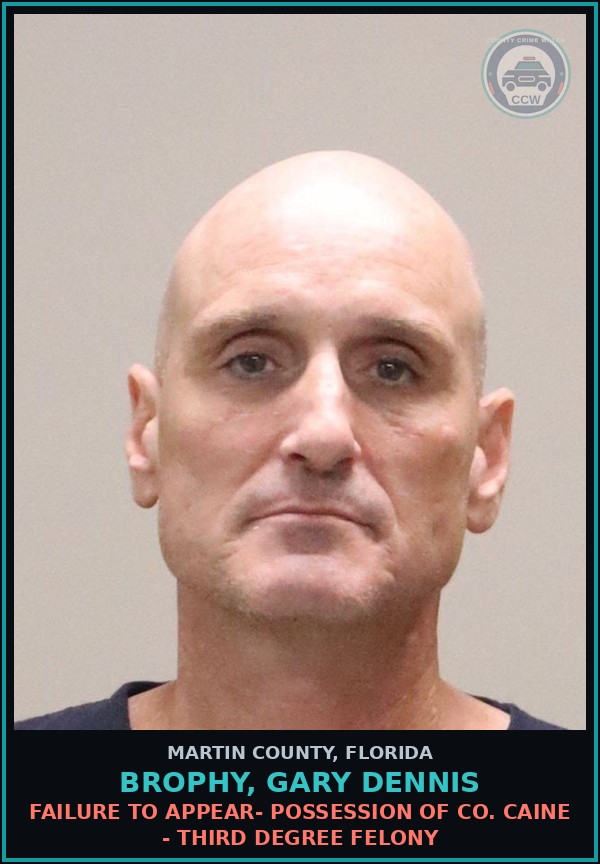 Booking mugshot of BROPHY, GARY DENNIS in Martin County
