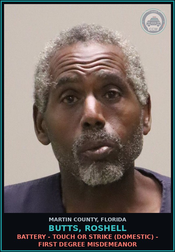 Booking mugshot of BUTTS, ROSHELL in Martin County