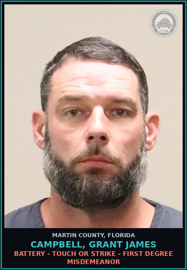 Booking mugshot of CAMPBELL, GRANT JAMES in Martin County