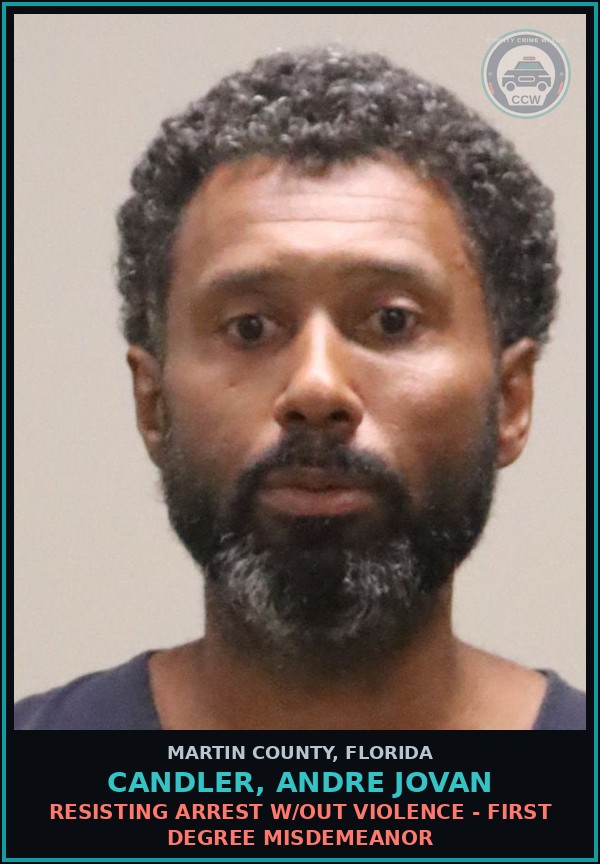 Booking mugshot of CANDLER, ANDRE JOVAN in Martin County