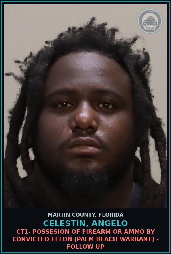 Booking mugshot of CELESTIN, ANGELO in Martin County