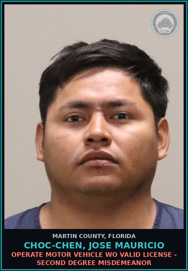 Booking mugshot of CHOC-CHEN, JOSE MAURICIO in Martin County