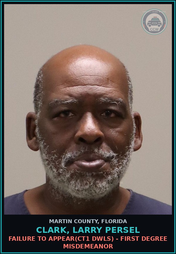 Booking mugshot of CLARK, LARRY PERSEL in Martin County